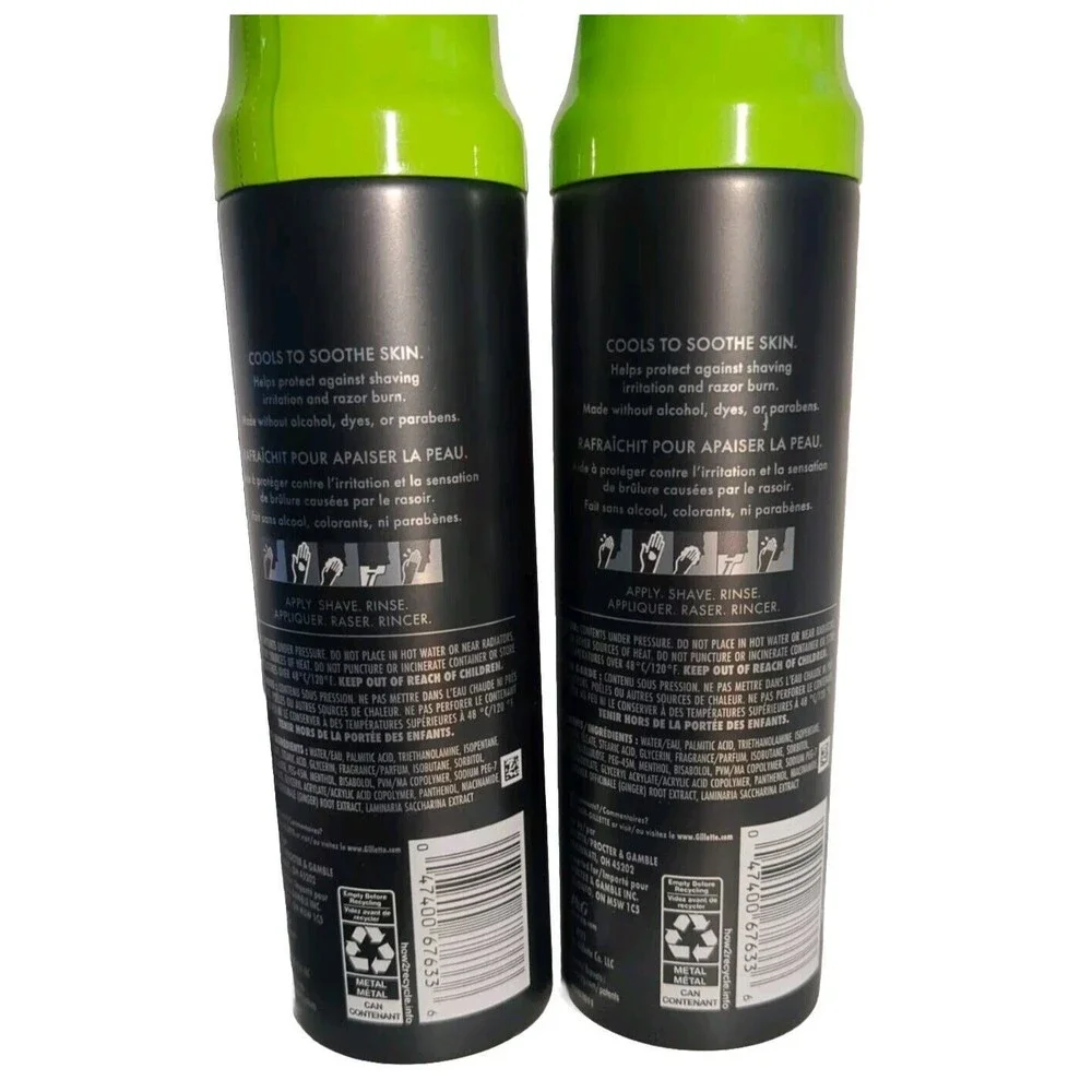 Lot Of 2 - Gillette Labs Rapid Foaming Shave Gel Alcohol-Free Dye-Free Vitamins